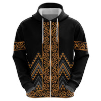 Gold Aotearoa Mangopare Kowhaiwhai and Niho Taniwha Hoodie Maori New Zealand