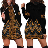 Gold Aotearoa Mangopare Kowhaiwhai and Niho Taniwha Hoodie Dress Maori New Zealand