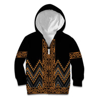 Gold Aotearoa Mangopare Kowhaiwhai and Niho Taniwha Kid Hoodie Maori New Zealand