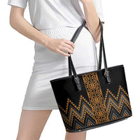 Gold Aotearoa Mangopare Kowhaiwhai and Niho Taniwha Leather Tote Bag Maori New Zealand LT14 - Polynesian Pride
