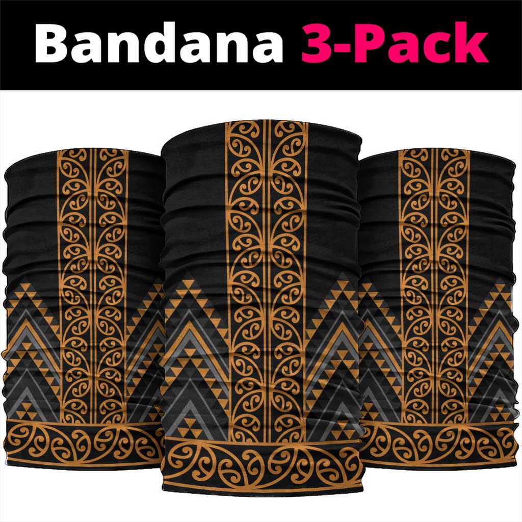 Gold Aotearoa Mangopare Kowhaiwhai Niho Taniwha Neck Gaiter Maori New Zealand - Polynesian Pride