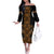 Gold Aotearoa Mangopare Kowhaiwhai and Niho Taniwha Off The Shoulder Long Sleeve Dress Maori New Zealand