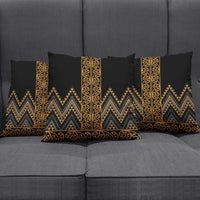 Gold Aotearoa Mangopare Kowhaiwhai Niho Taniwha Pillow Cover Maori New Zealand - Polynesian Pride