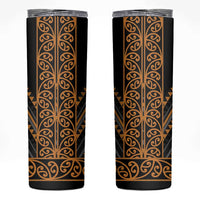 Gold Aotearoa Mangopare Kowhaiwhai and Niho Taniwha Skinny Tumbler Maori New Zealand LT14 Gold - Polynesian Pride