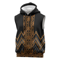 Gold Aotearoa Mangopare Kowhaiwhai Niho Taniwha Sleeveless Hoodie Maori New Zealand - Polynesian Pride