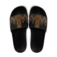 Gold Aotearoa Mangopare Kowhaiwhai Niho Taniwha Slide Sandals Maori New Zealand - Polynesian Pride