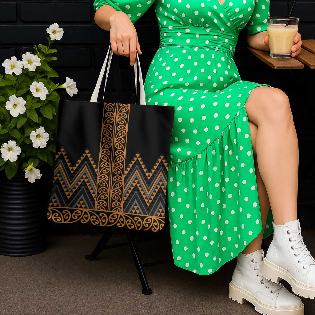 Gold Aotearoa Mangopare Kowhaiwhai Niho Taniwha Tote Bag Maori New Zealand - Polynesian Pride