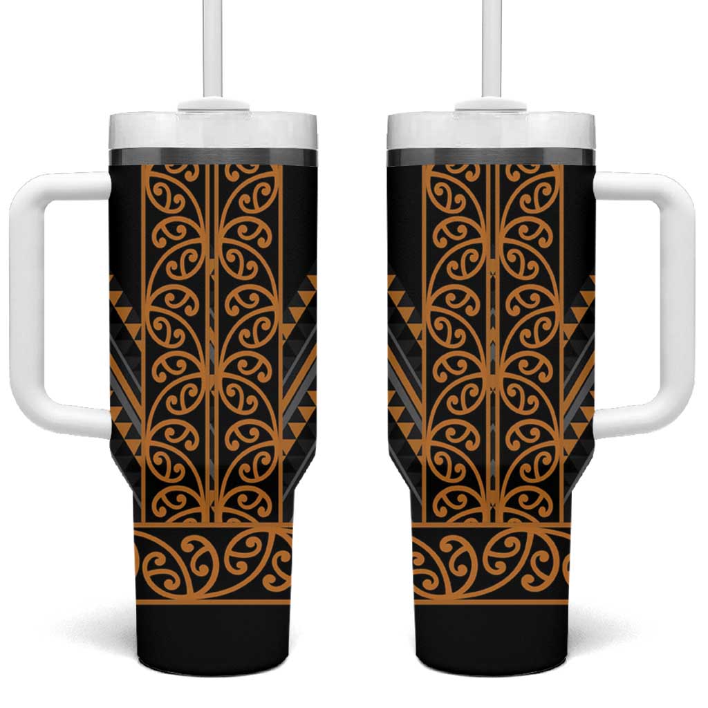 Gold Aotearoa Mangopare Kowhaiwhai and Niho Taniwha Tumbler With Handle Maori New Zealand