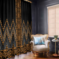 Gold Aotearoa Mangopare Kowhaiwhai and Niho Taniwha Window Curtain Maori New Zealand