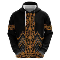 Gold Aotearoa Mangopare Kowhaiwhai and Niho Taniwha Zip Hoodie Maori New Zealand