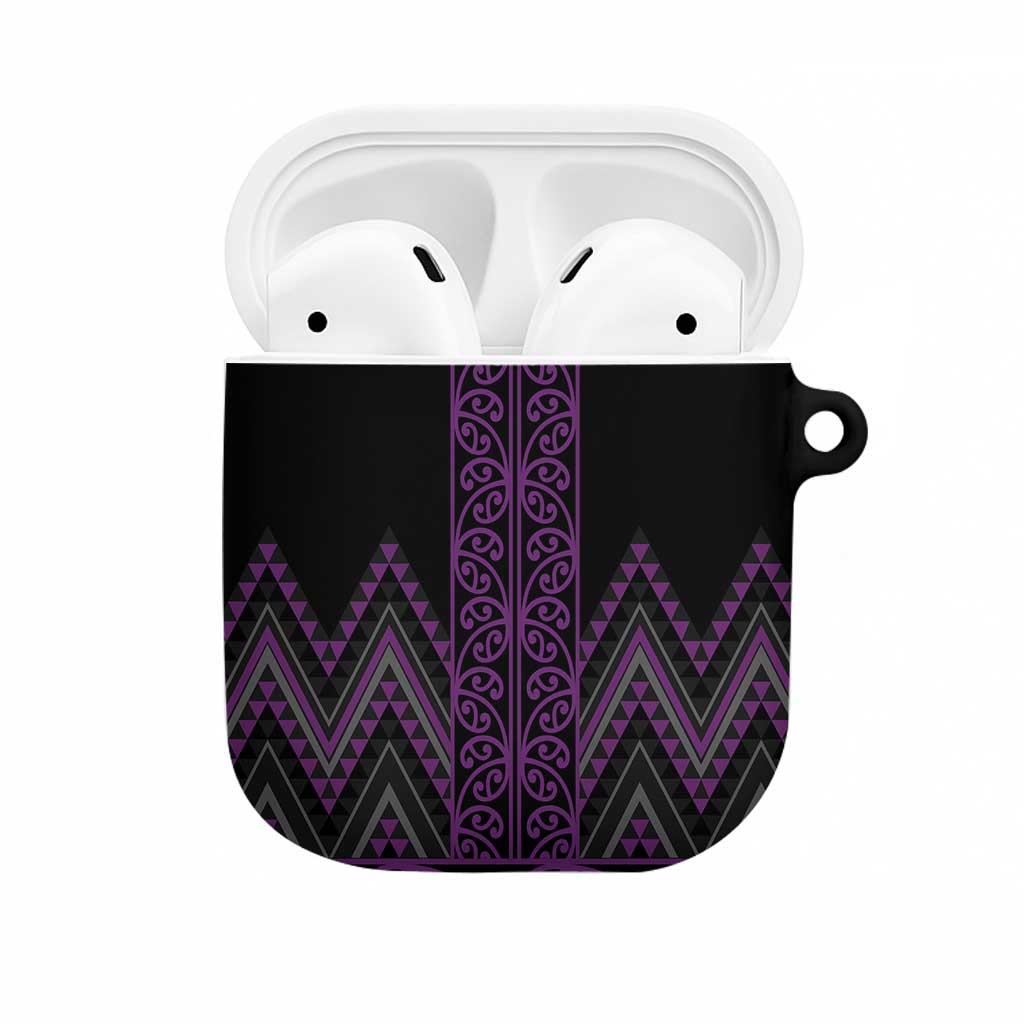 Purple Aotearoa Mangopare Kowhaiwhai Niho Taniwha AirPods Case Maori New Zealand - Polynesian Pride