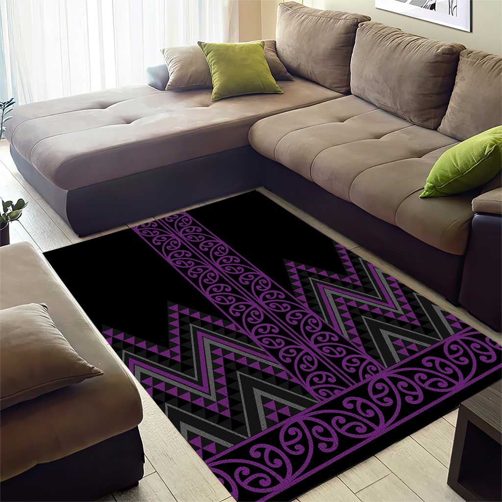 Purple Aotearoa Mangopare Kowhaiwhai and Niho Taniwha Area Rug Maori New Zealand