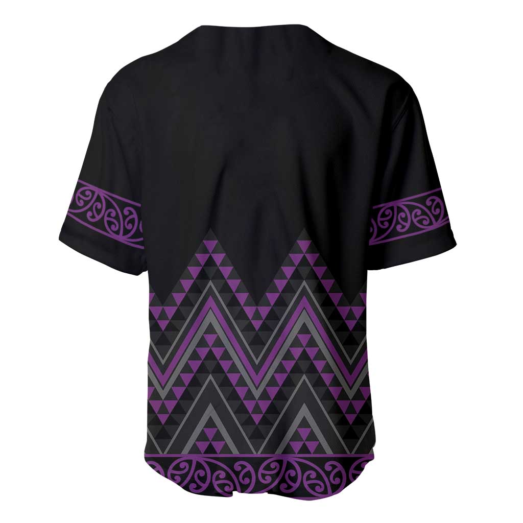 Purple Aotearoa Mangopare Kowhaiwhai and Niho Taniwha Baseball Jersey Maori New Zealand LT14 - Polynesian Pride