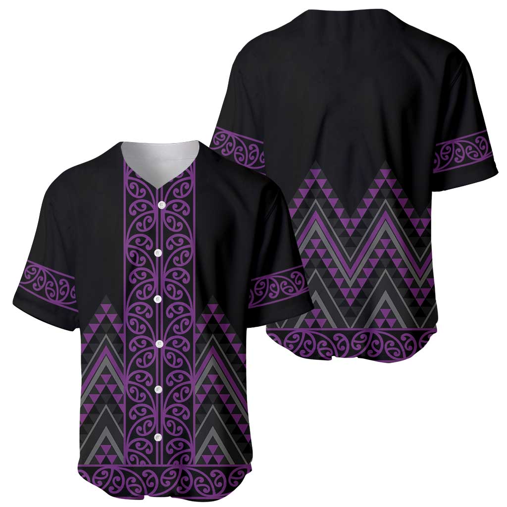 Purple Aotearoa Mangopare Kowhaiwhai and Niho Taniwha Baseball Jersey Maori New Zealand LT14 - Polynesian Pride