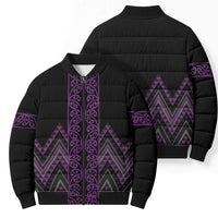 Purple Aotearoa Mangopare Kowhaiwhai Niho Taniwha Bomber Puffer Jacket Maori New Zealand - Polynesian Pride