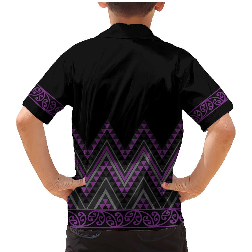Purple Aotearoa Mangopare Kowhaiwhai and Niho Taniwha Family Matching Mermaid Dress and Hawaiian Shirt Maori New Zealand LT14 - Polynesian Pride