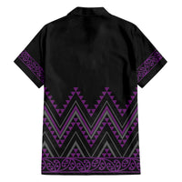 Purple Aotearoa Mangopare Kowhaiwhai and Niho Taniwha Family Matching Off The Shoulder Long Sleeve Dress and Hawaiian Shirt Maori New Zealand LT14 - Polynesian Pride