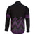 Purple Aotearoa Mangopare Kowhaiwhai and Niho Taniwha Family Matching Off Shoulder Short Dress and Hawaiian Shirt Maori New Zealand