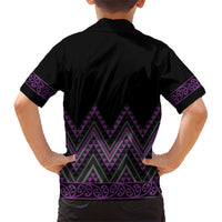 Purple Aotearoa Mangopare Kowhaiwhai and Niho Taniwha Family Matching Short Sleeve Bodycon Dress and Hawaiian Shirt Maori New Zealand LT14 - Polynesian Pride