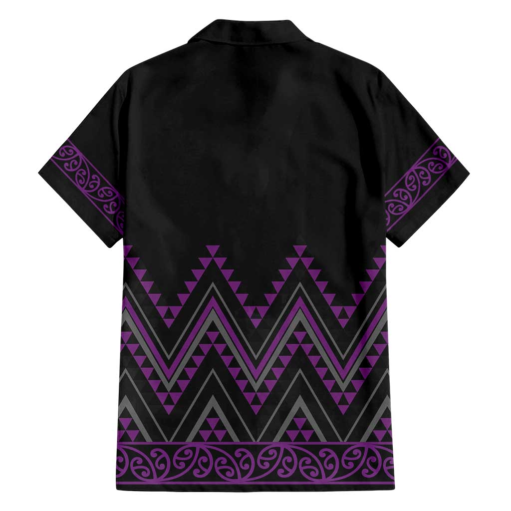 Purple Aotearoa Mangopare Kowhaiwhai and Niho Taniwha Family Matching Tank Maxi Dress and Hawaiian Shirt Maori New Zealand