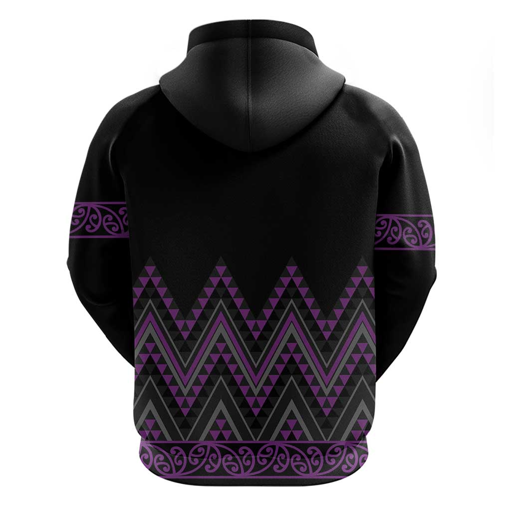 Purple Aotearoa Mangopare Kowhaiwhai and Niho Taniwha Hoodie Maori New Zealand