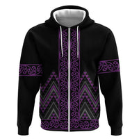 Purple Aotearoa Mangopare Kowhaiwhai and Niho Taniwha Hoodie Maori New Zealand