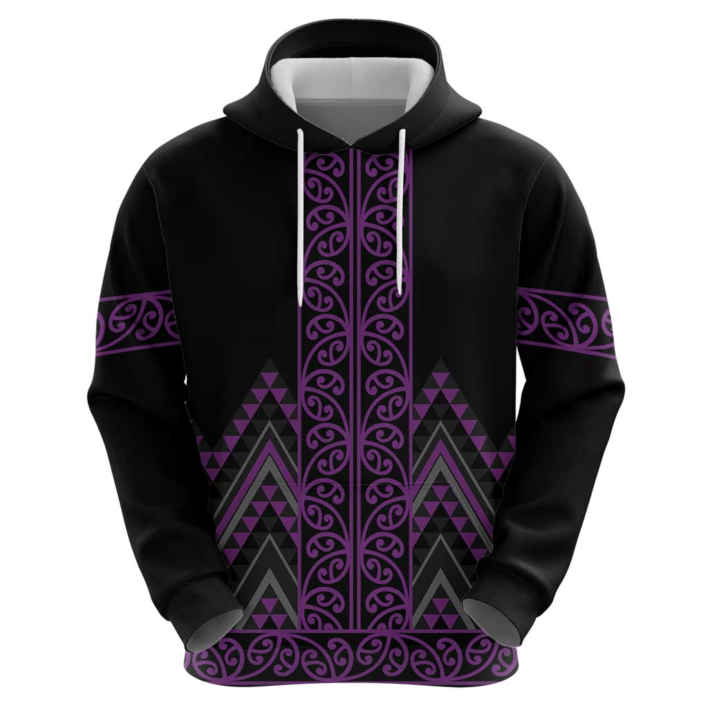 Purple Aotearoa Mangopare Kowhaiwhai and Niho Taniwha Hoodie Maori New Zealand