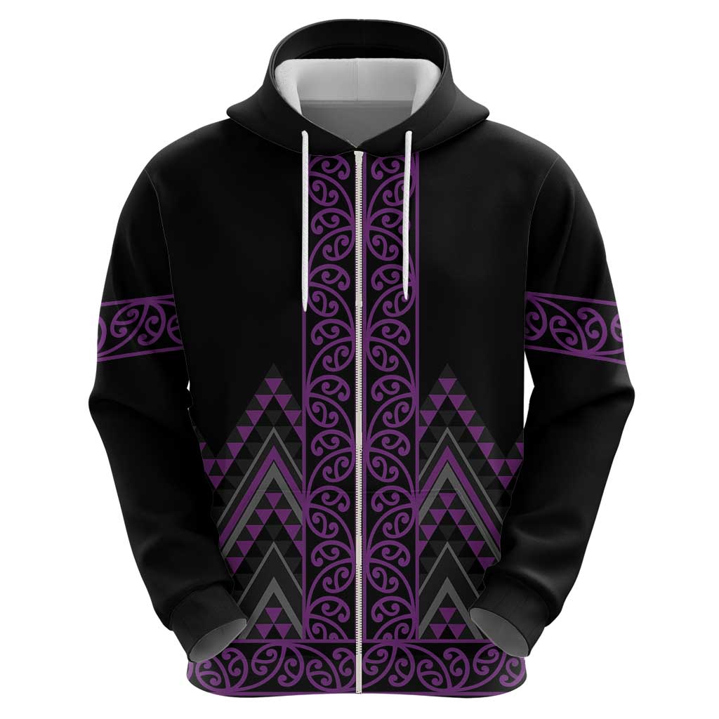 Purple Aotearoa Mangopare Kowhaiwhai and Niho Taniwha Hoodie Maori New Zealand