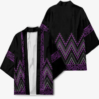Purple Aotearoa Mangopare Kowhaiwhai Niho Taniwha Kimono Maori New Zealand - Polynesian Pride