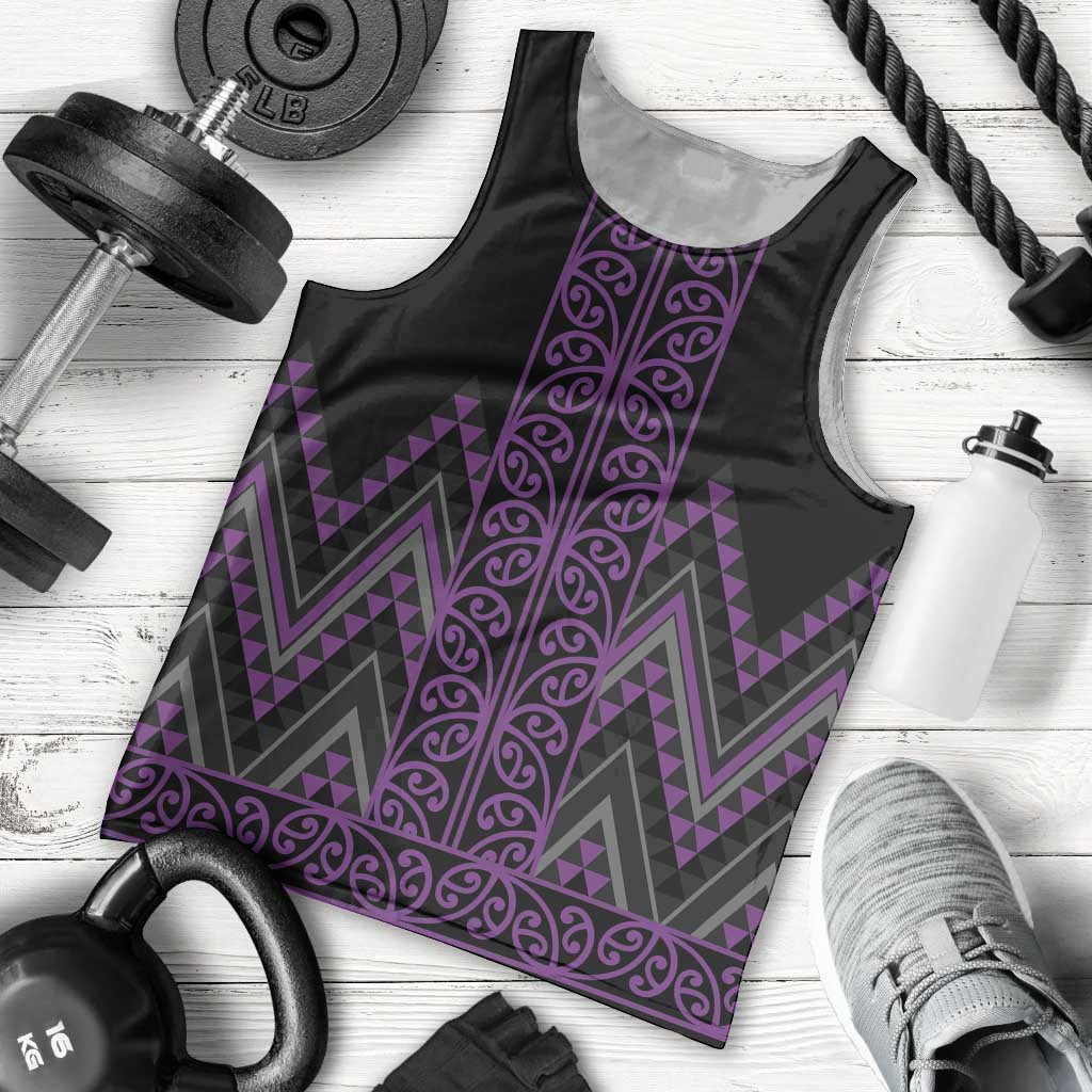 Purple Aotearoa Mangopare Kowhaiwhai and Niho Taniwha Men Tank Top Maori New Zealand LT14 - Polynesian Pride