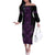 Purple Aotearoa Mangopare Kowhaiwhai and Niho Taniwha Off The Shoulder Long Sleeve Dress Maori New Zealand