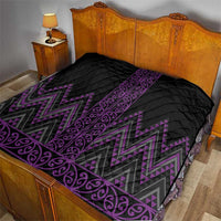 Purple Aotearoa Mangopare Kowhaiwhai and Niho Taniwha Quilt Maori New Zealand