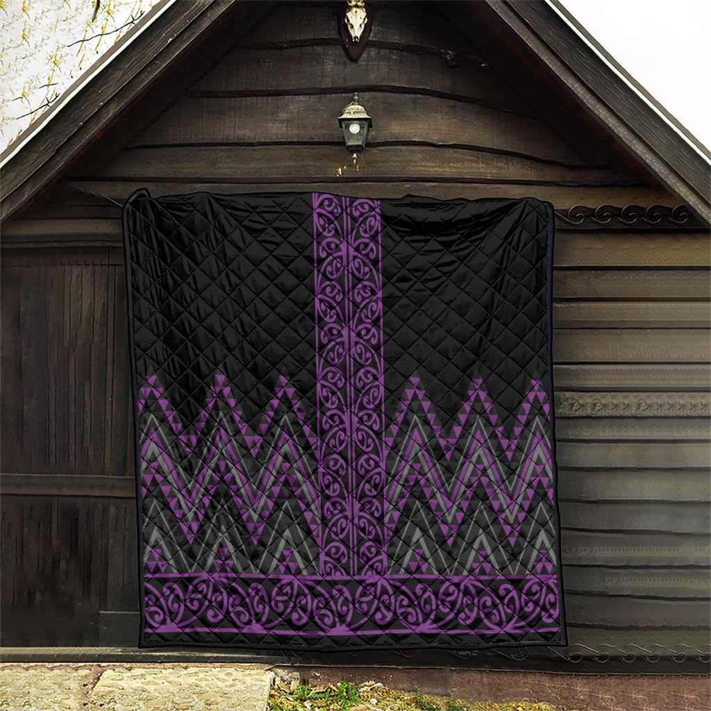 Purple Aotearoa Mangopare Kowhaiwhai and Niho Taniwha Quilt Maori New Zealand