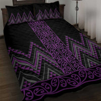Purple Aotearoa Mangopare Kowhaiwhai and Niho Taniwha Quilt Bed Set Maori New Zealand