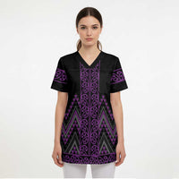 Purple Aotearoa Mangopare Kowhaiwhai and Niho Taniwha Scrub Top Maori New Zealand - Polynesian Pride