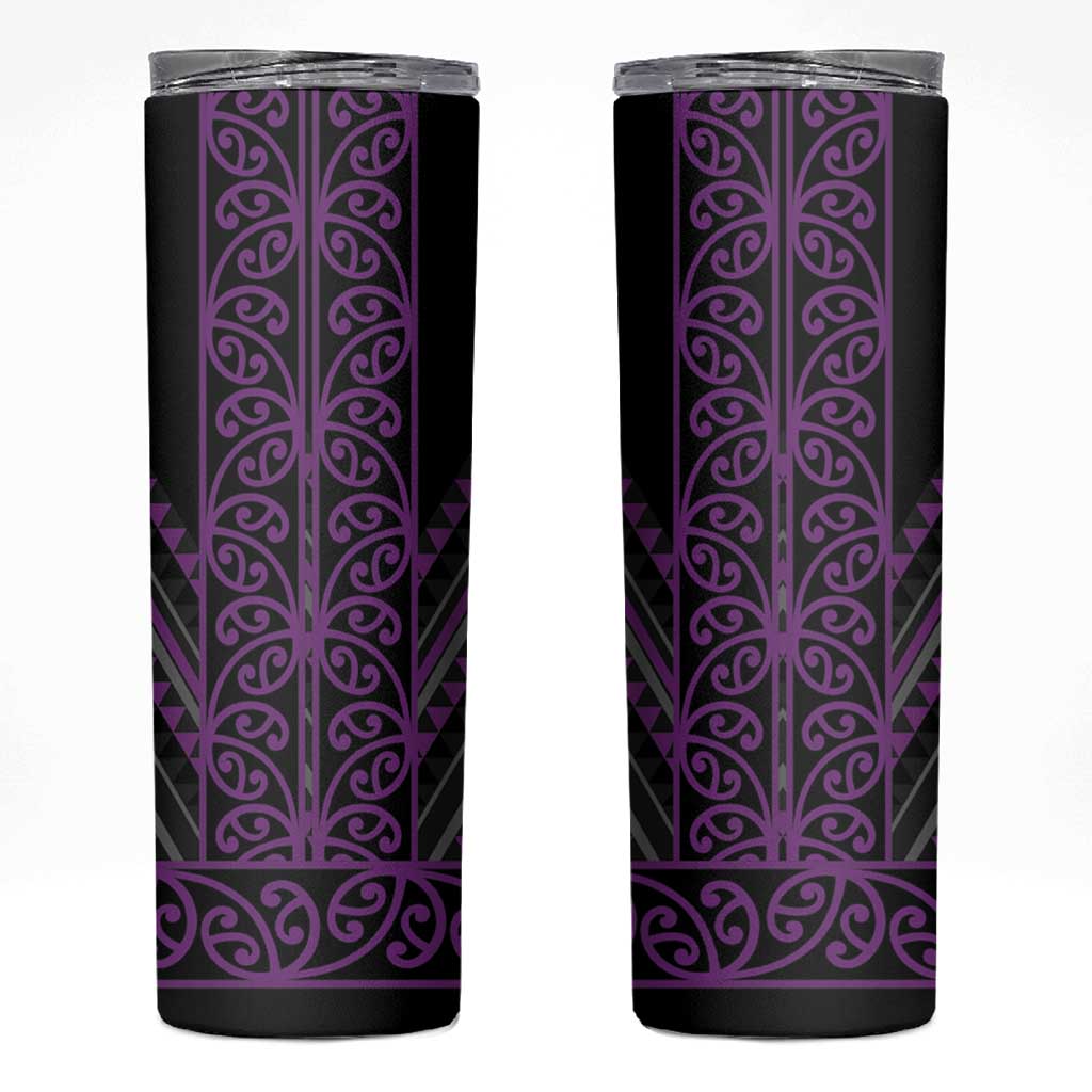 Purple Aotearoa Mangopare Kowhaiwhai and Niho Taniwha Skinny Tumbler Maori New Zealand LT14 Purple - Polynesian Pride