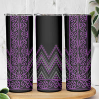 Purple Aotearoa Mangopare Kowhaiwhai and Niho Taniwha Skinny Tumbler Maori New Zealand LT14 - Polynesian Pride