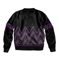 Purple Aotearoa Mangopare Kowhaiwhai and Niho Taniwha Sleeve Zip Bomber Jacket Maori New Zealand