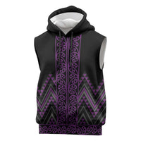 Purple Aotearoa Mangopare Kowhaiwhai Niho Taniwha Sleeveless Hoodie Maori New Zealand - Polynesian Pride