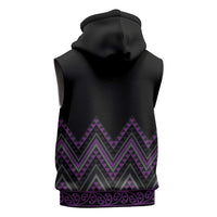 Purple Aotearoa Mangopare Kowhaiwhai Niho Taniwha Sleeveless Zip Hoodie Maori New Zealand - Polynesian Pride