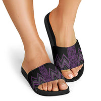 Purple Aotearoa Mangopare Kowhaiwhai Niho Taniwha Slide Sandals Maori New Zealand - Polynesian Pride