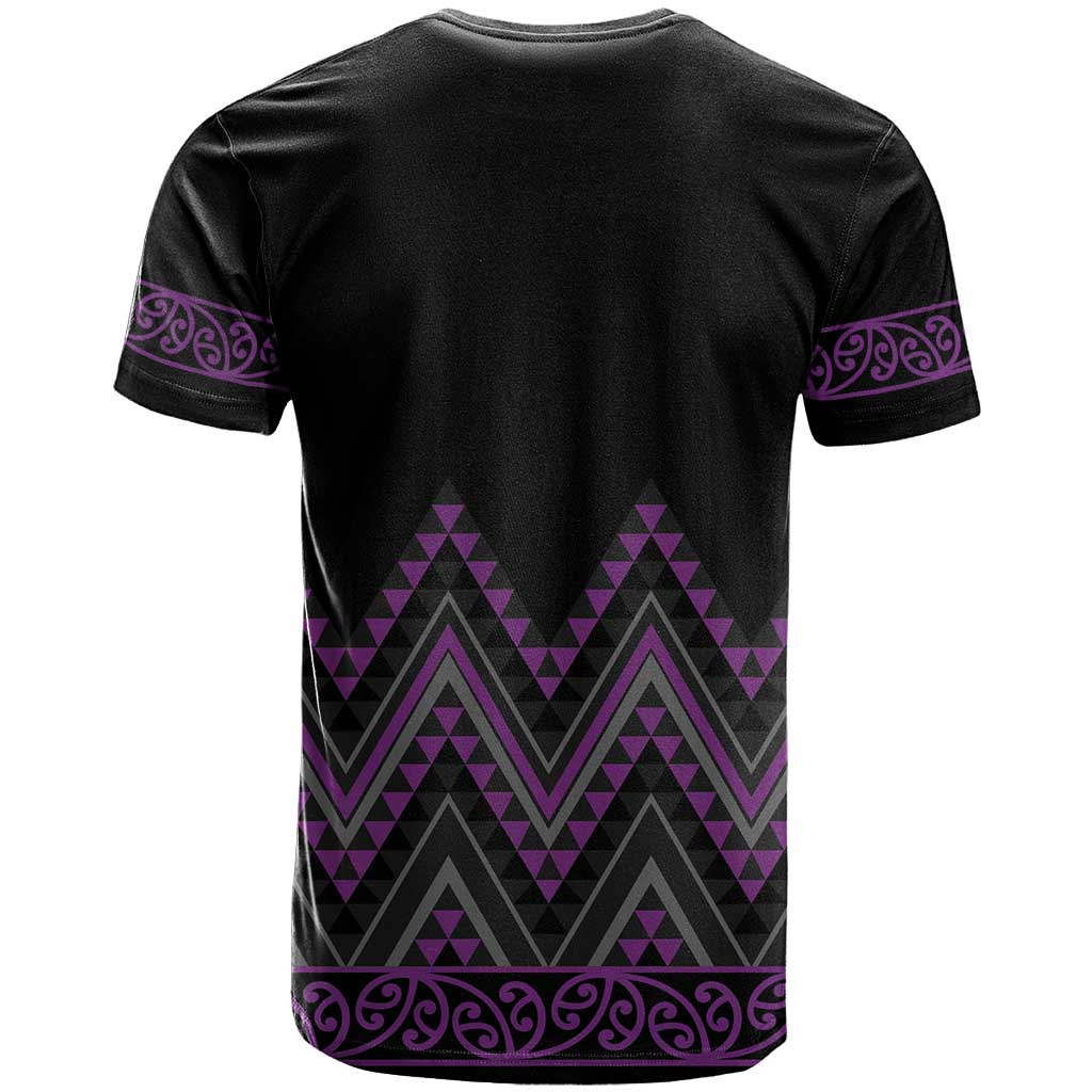 Purple Aotearoa Mangopare Kowhaiwhai and Niho Taniwha T Shirt Maori New Zealand