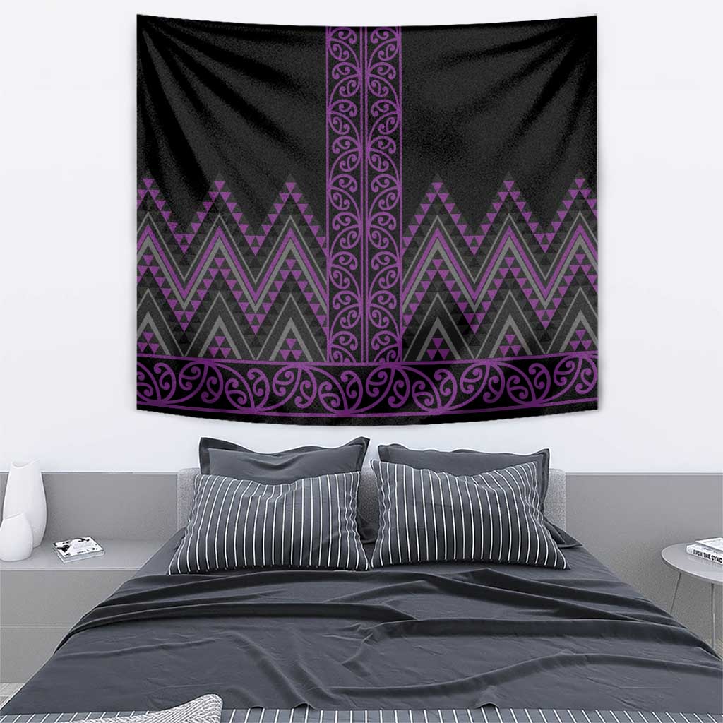 Purple Aotearoa Mangopare Kowhaiwhai and Niho Taniwha Tapestry Maori New Zealand