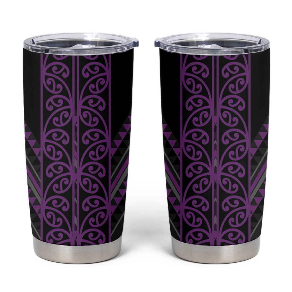 Purple Aotearoa Mangopare Kowhaiwhai and Niho Taniwha Tumbler Cup Maori New Zealand