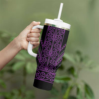 Purple Aotearoa Mangopare Kowhaiwhai and Niho Taniwha Tumbler With Handle Maori New Zealand
