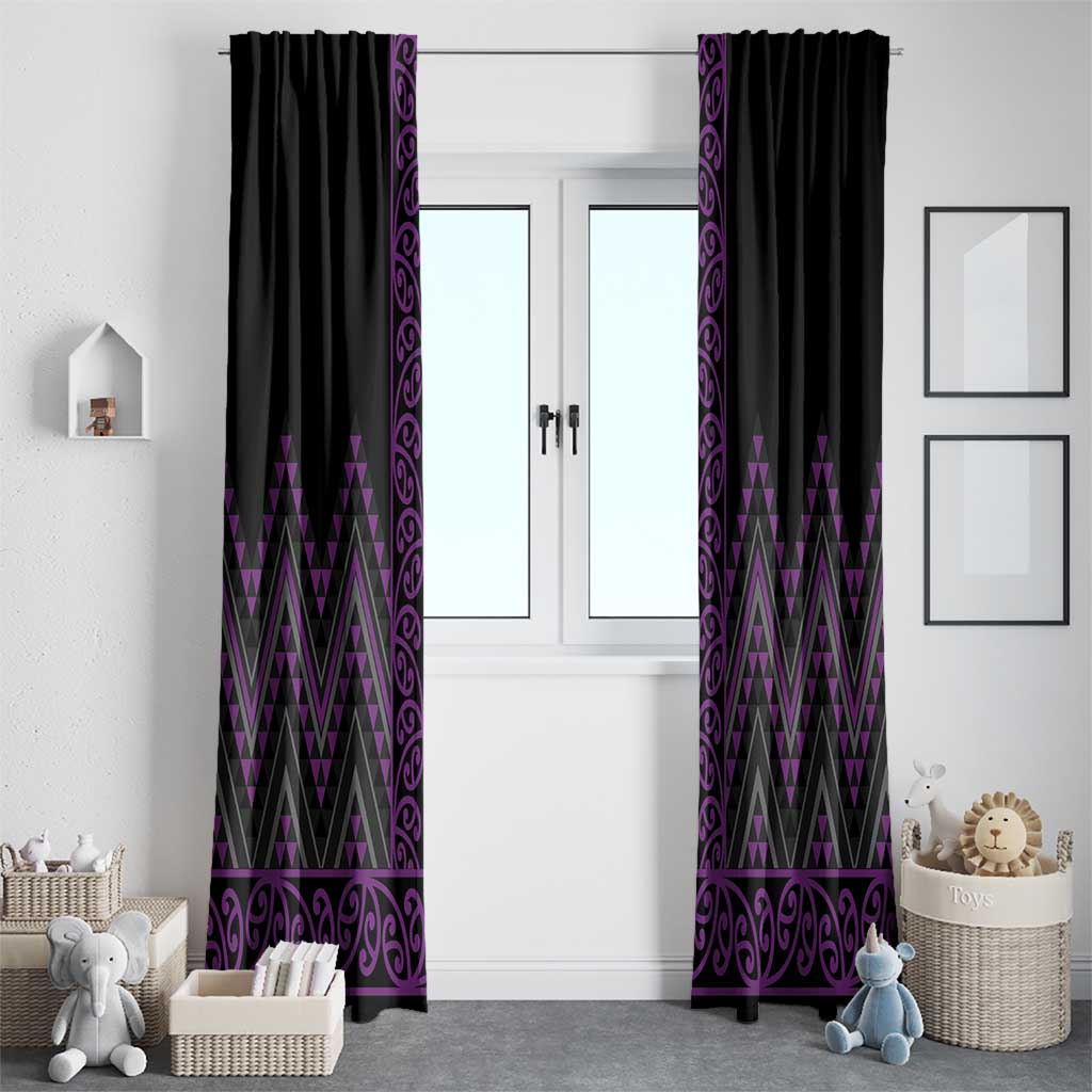 Purple Aotearoa Mangopare Kowhaiwhai and Niho Taniwha Window Curtain Maori New Zealand LT14 - Polynesian Pride