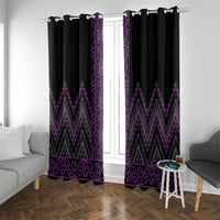 Purple Aotearoa Mangopare Kowhaiwhai and Niho Taniwha Window Curtain Maori New Zealand LT14 With Grommets Purple - Polynesian Pride