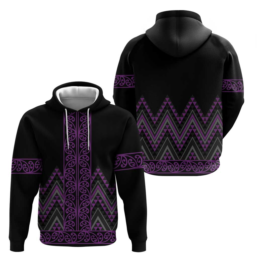 Purple Aotearoa Mangopare Kowhaiwhai and Niho Taniwha Zip Hoodie Maori New Zealand