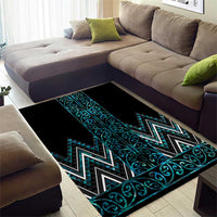 Paua Shell Aotearoa Mangopare Kowhaiwhai and Niho Taniwha Area Rug Maori New Zealand