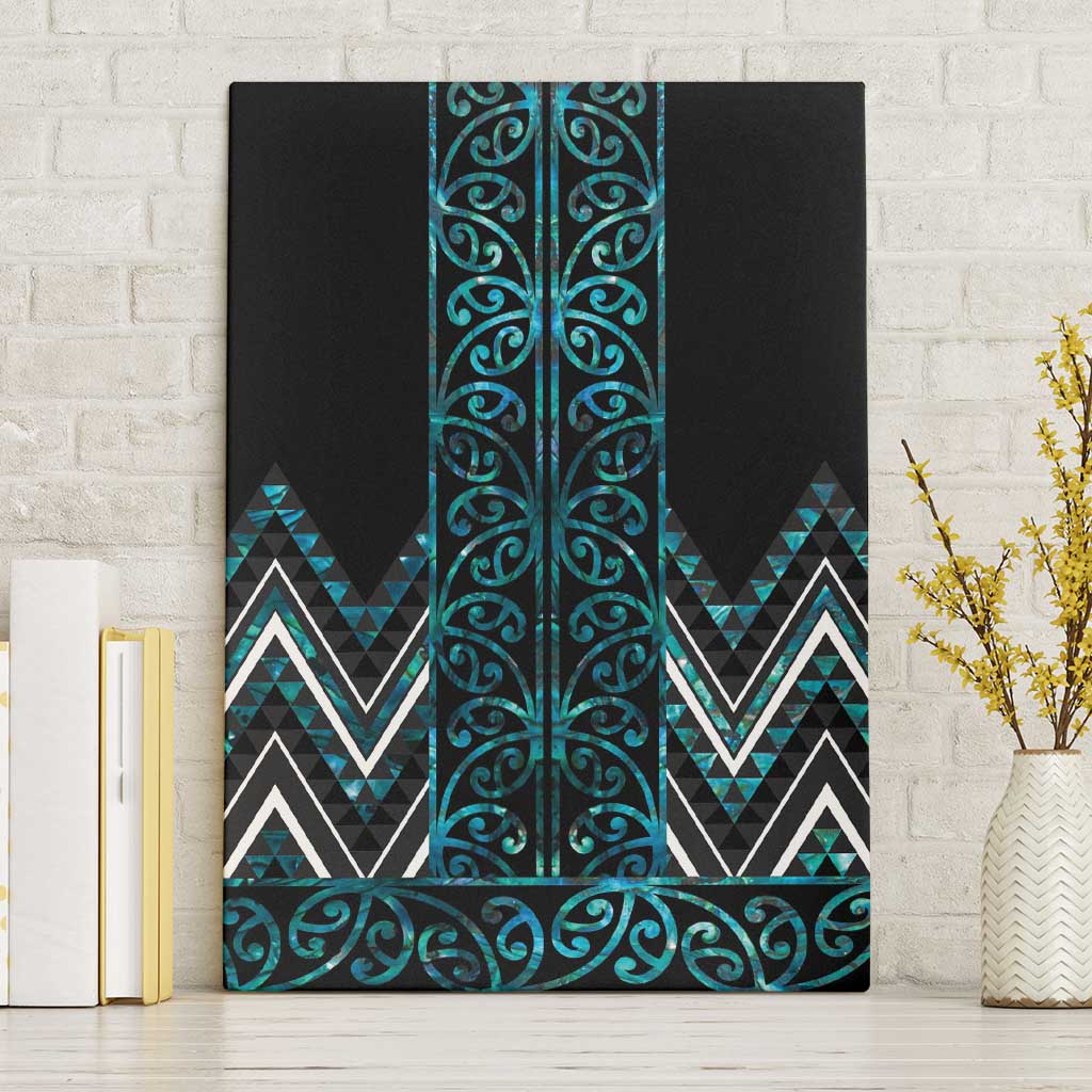 Paua Shell Aotearoa Mangopare Kowhaiwhai and Niho Taniwha Canvas Wall Art Maori New Zealand